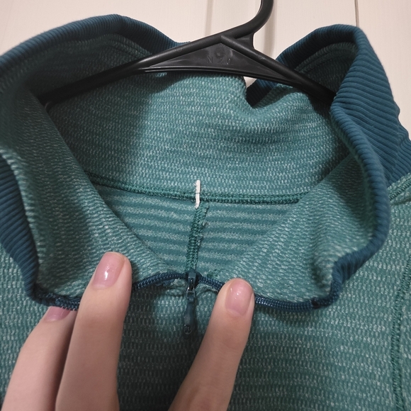 Lululemon Runderful 1/2 Zip Mini Check Pique Hunter/Heathered Green/Teal Size 6 - Picture 5 of 9